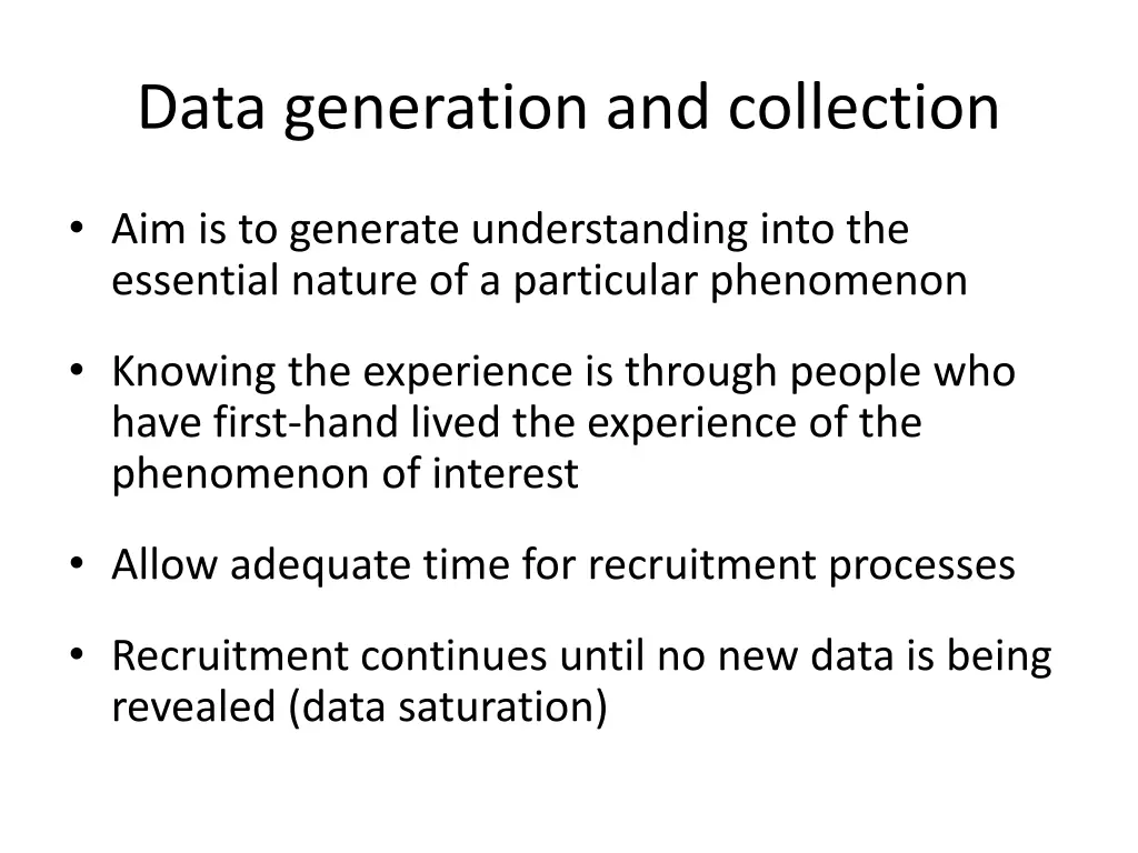 data generation and collection