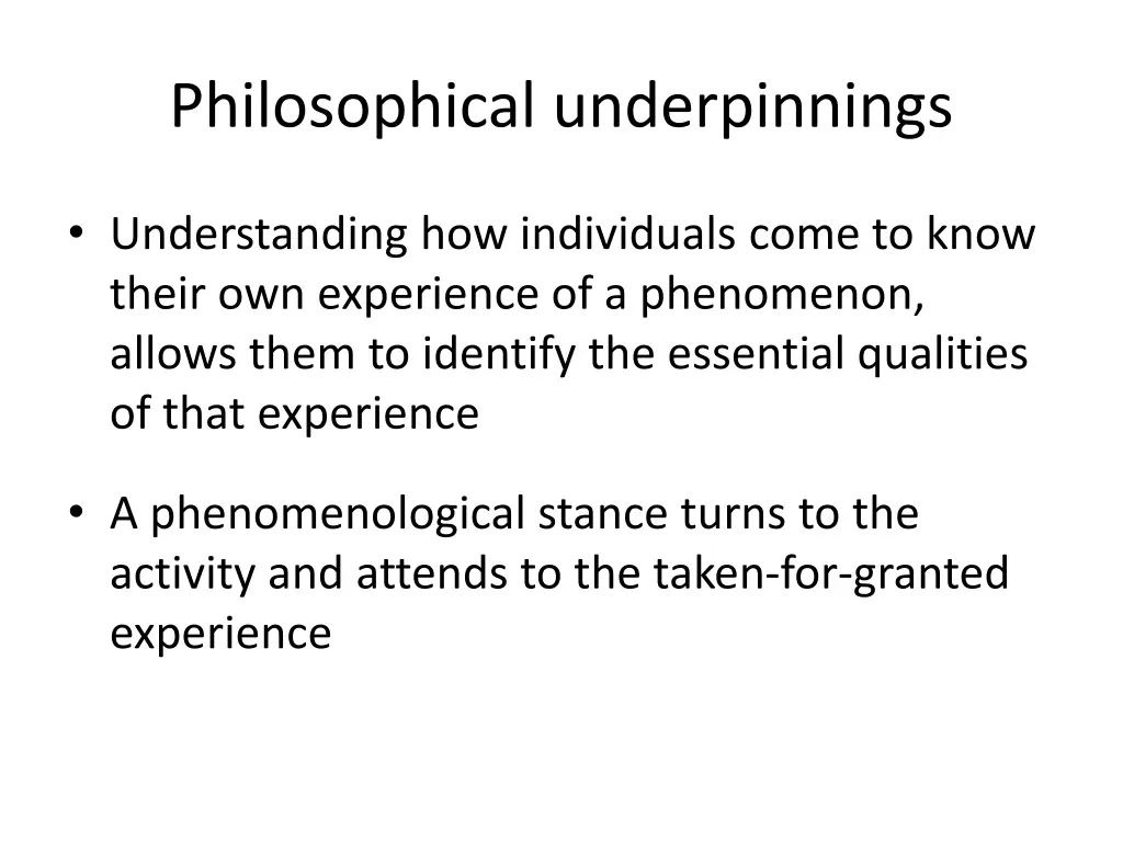 philosophical underpinnings 1