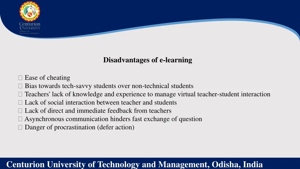 disadvantages of e learning