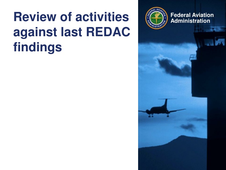review of activities against last redac findings