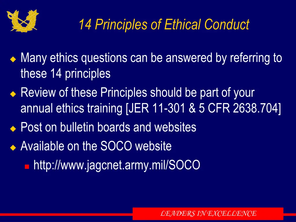 14 principles of ethical conduct