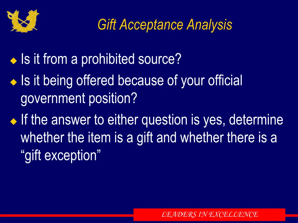 gift acceptance analysis