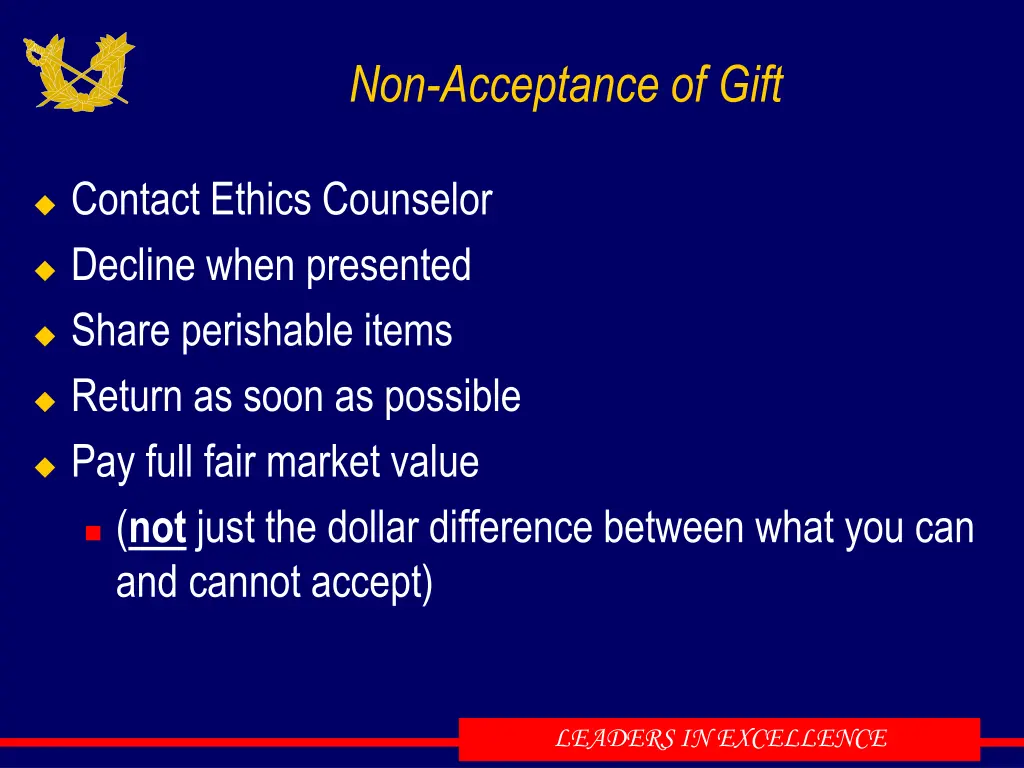 non acceptance of gift