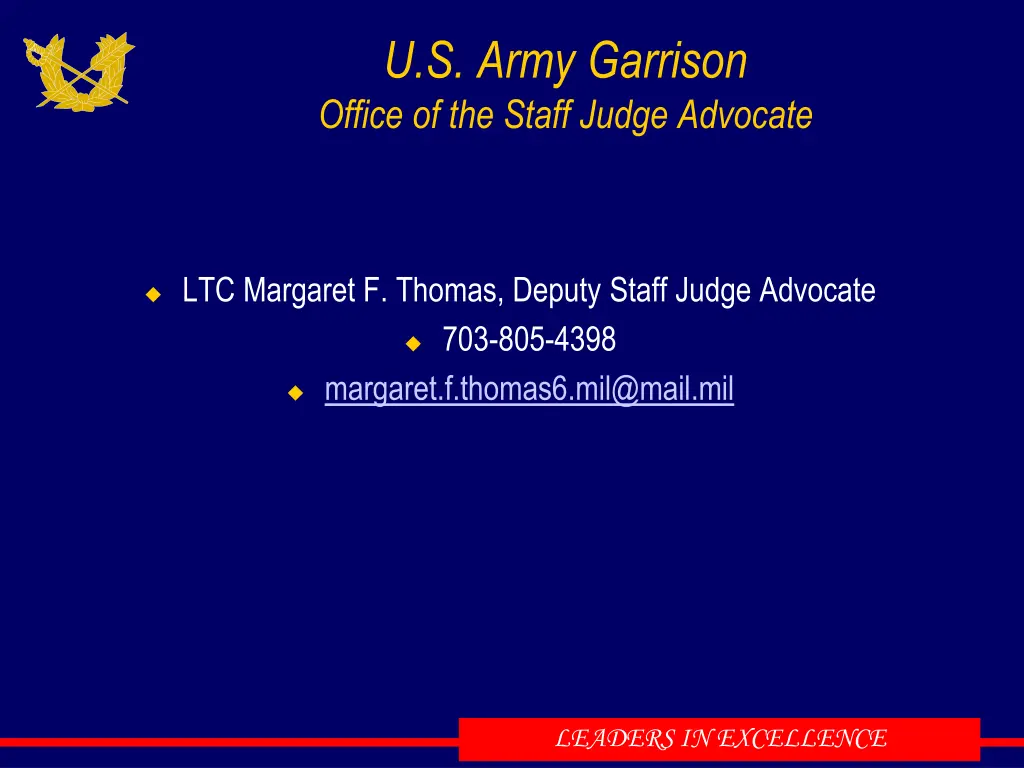 u s army garrison office of the staff judge