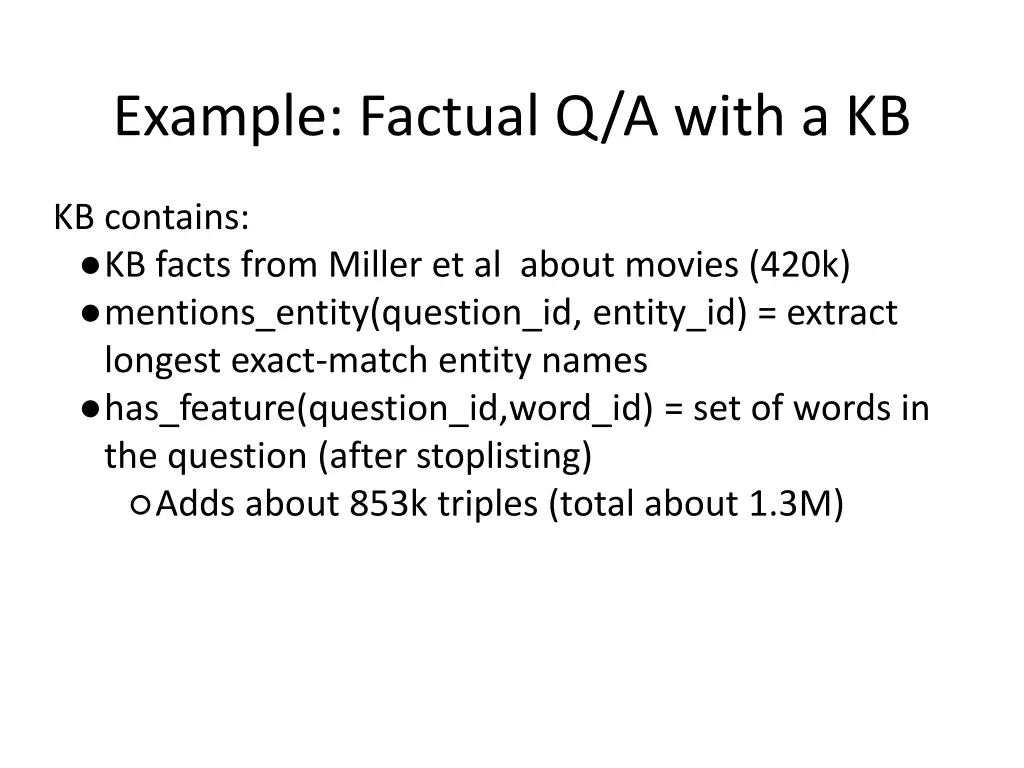 example factual q a with a kb