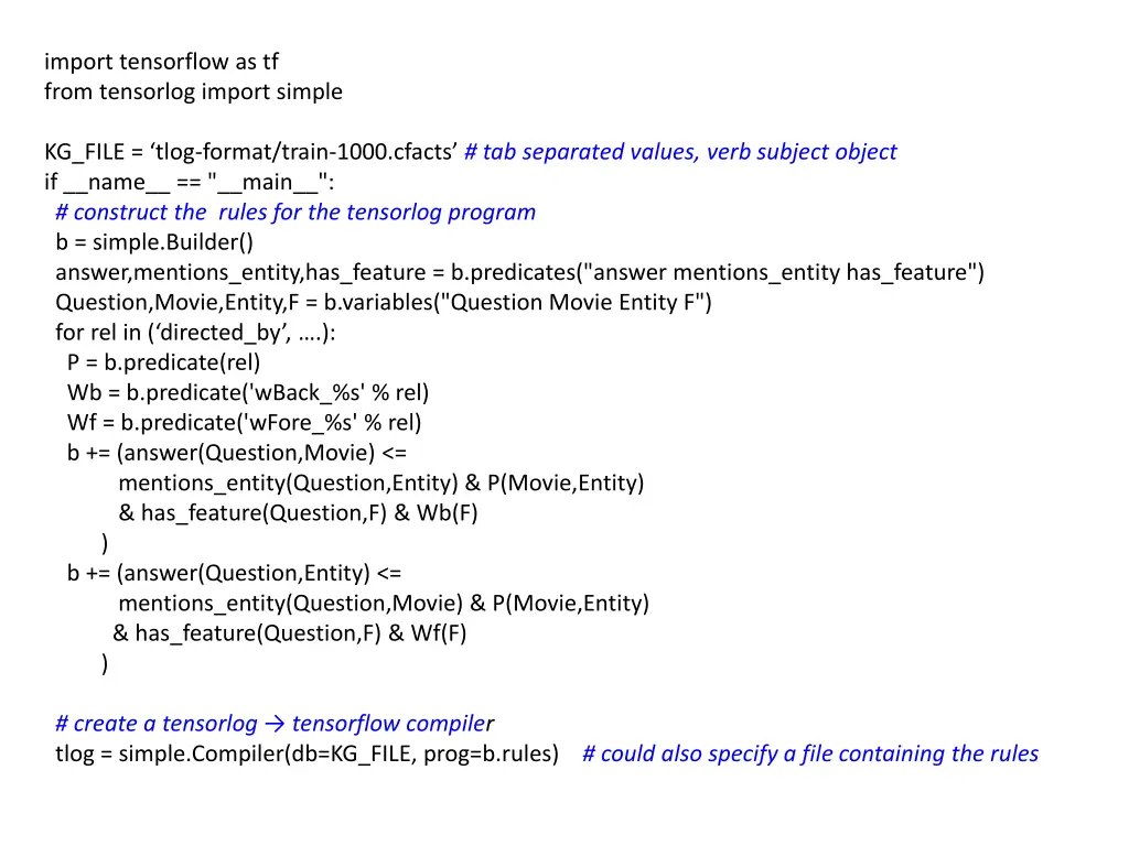 import tensorflow as tf from tensorlog import