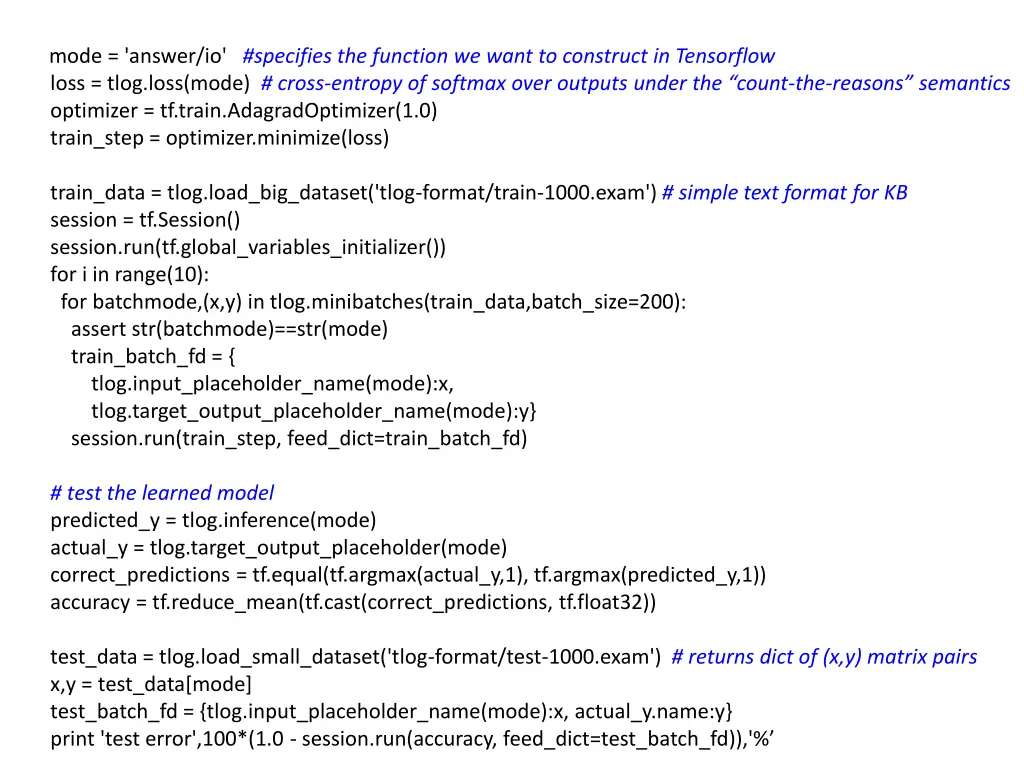mode answer io specifies the function we want
