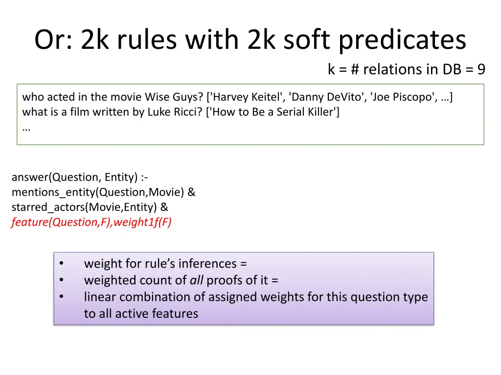 or 2k rules with 2k soft predicates 1