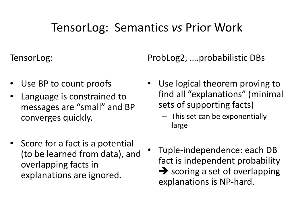 tensorlog semantics vs prior work 1