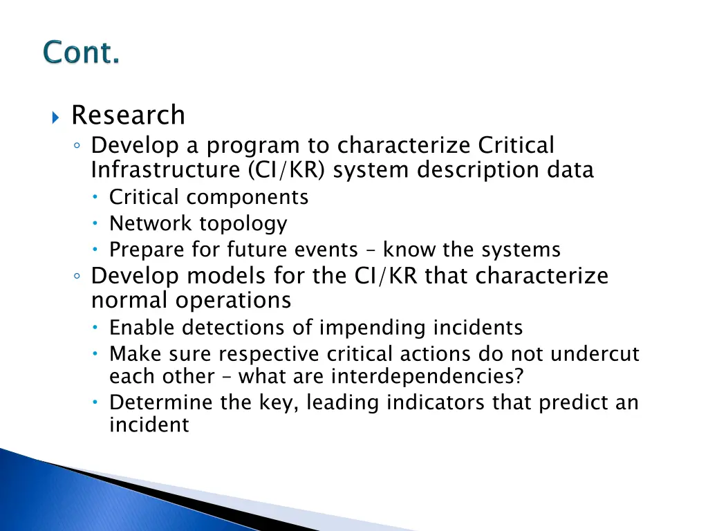 research develop a program to characterize