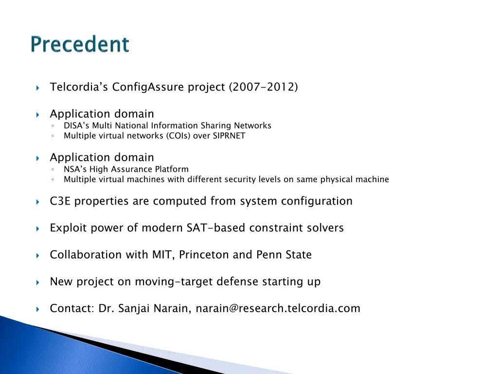 telcordia s configassure project 2007 2012