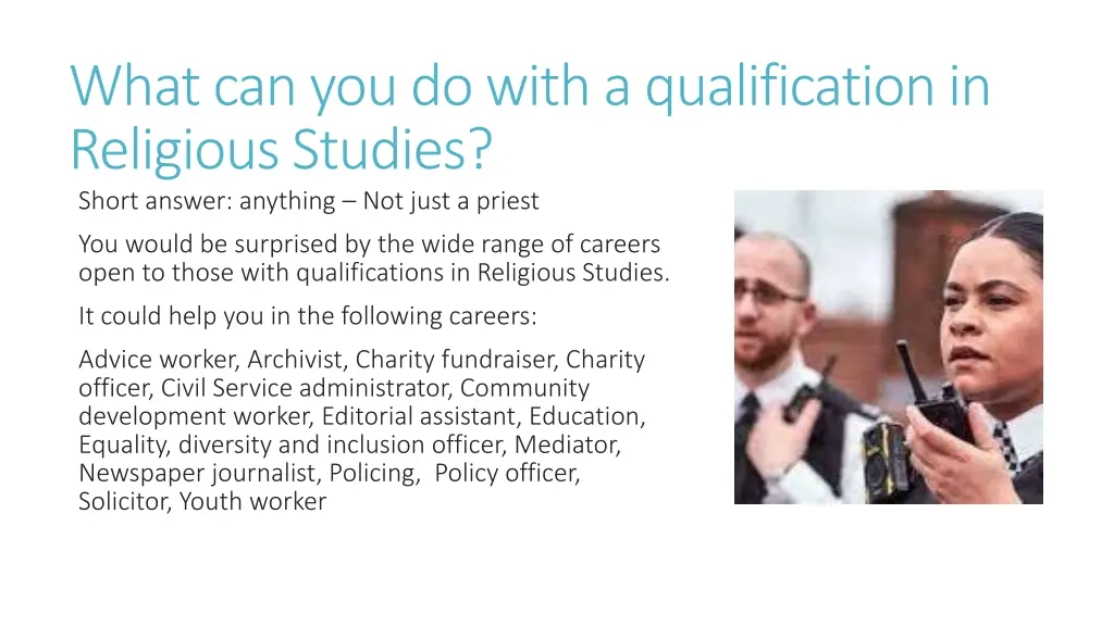 what can you do with a qualification in religious
