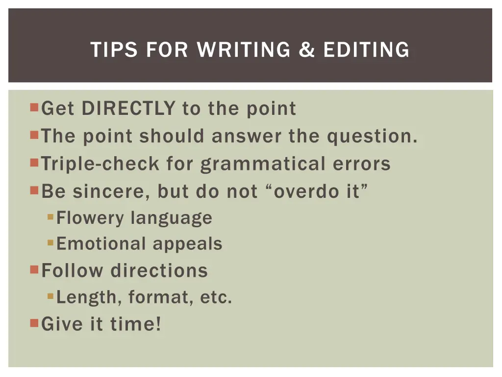 tips for writing editing