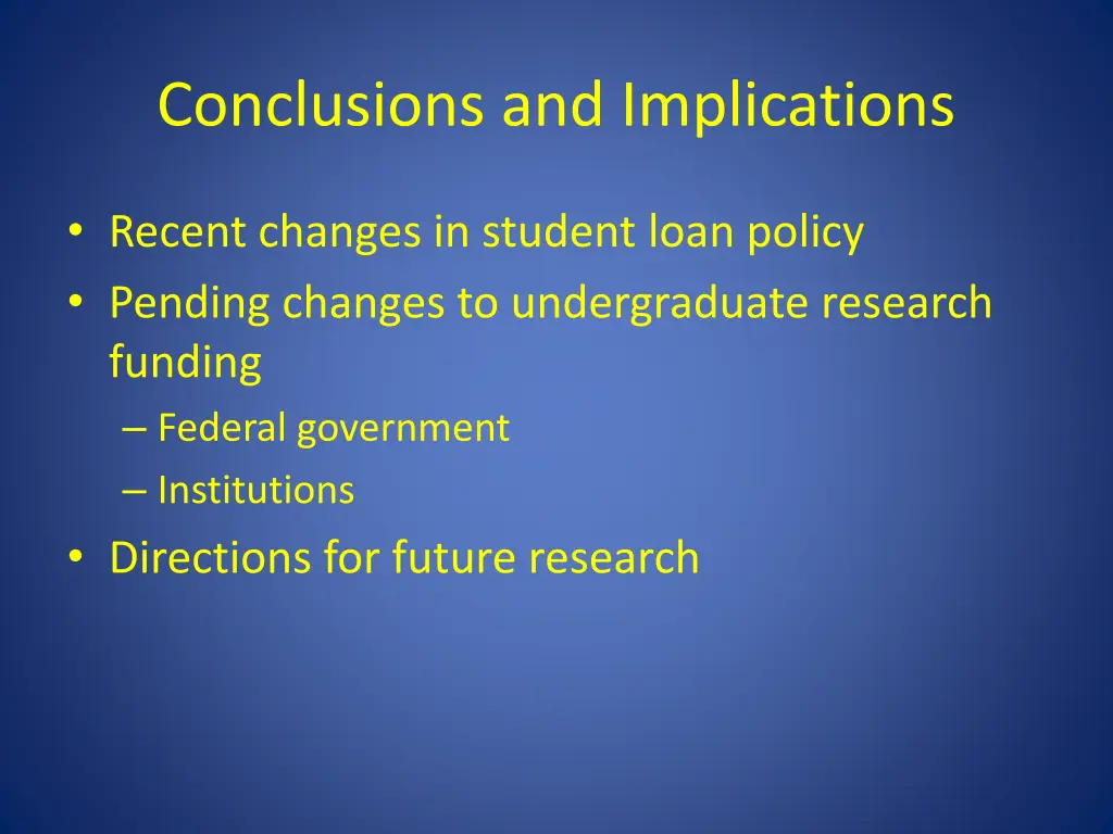 conclusions and implications