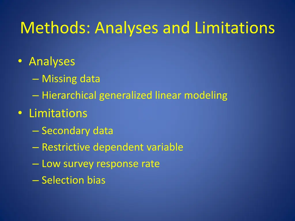 methods analyses and limitations