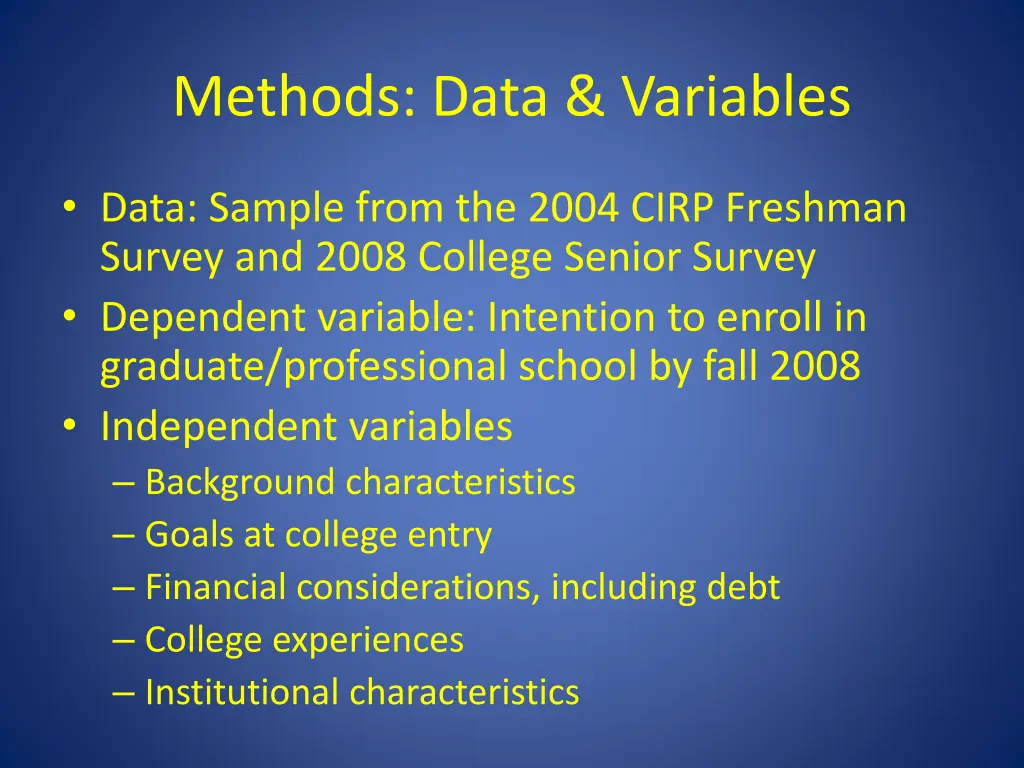 methods data variables