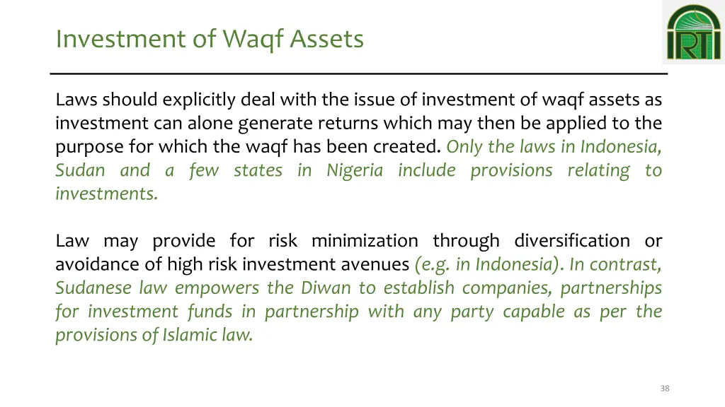 investment of waqf assets