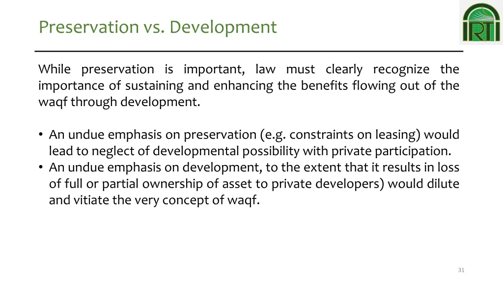preservation vs development
