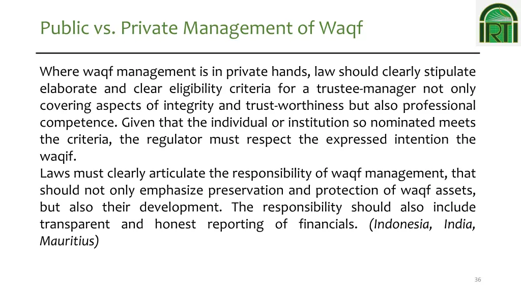 public vs private management of waqf 1