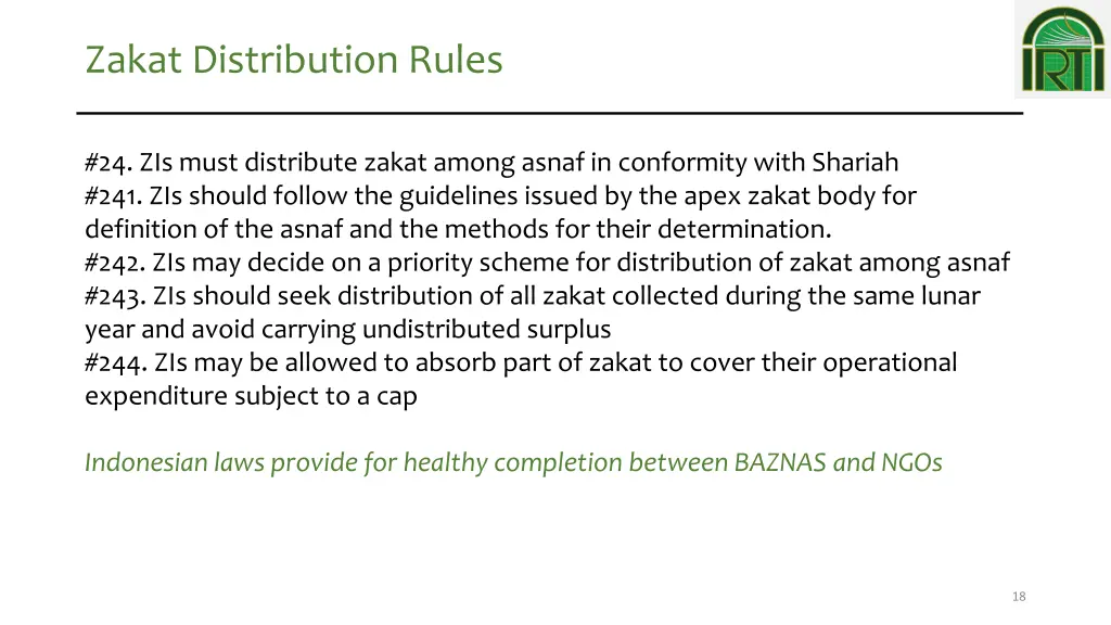 zakat distribution rules 1