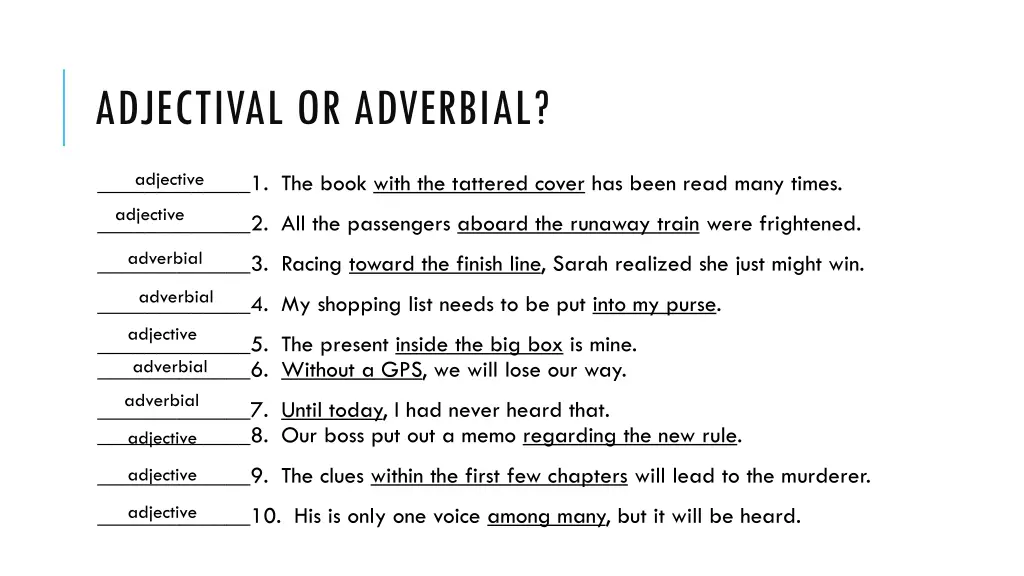adjectival or adverbial