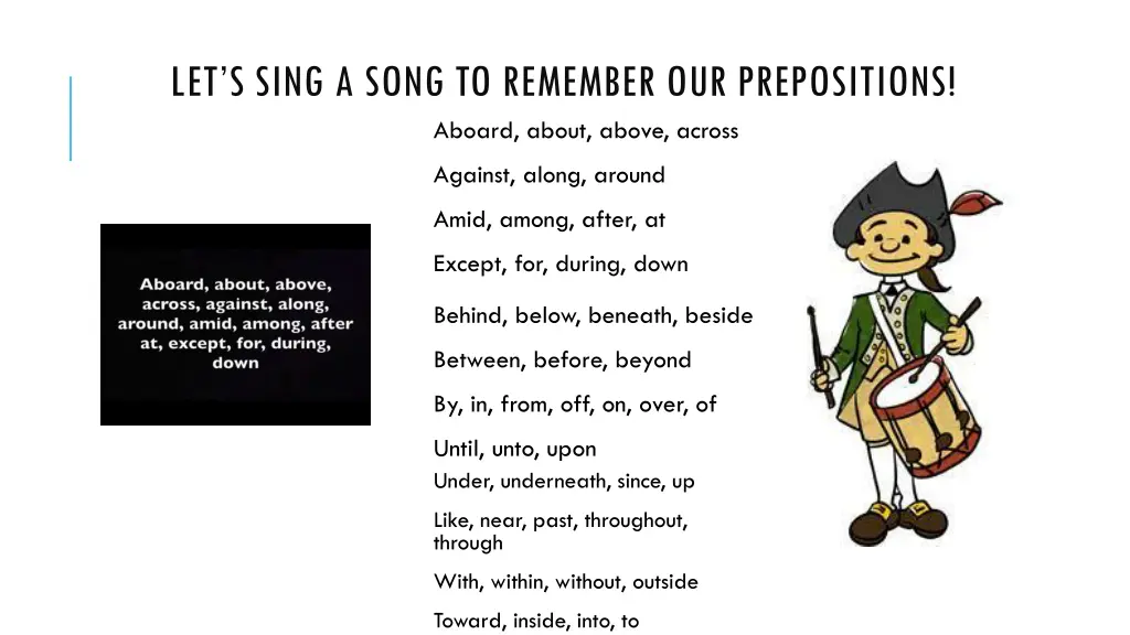let s sing a song to remember our prepositions