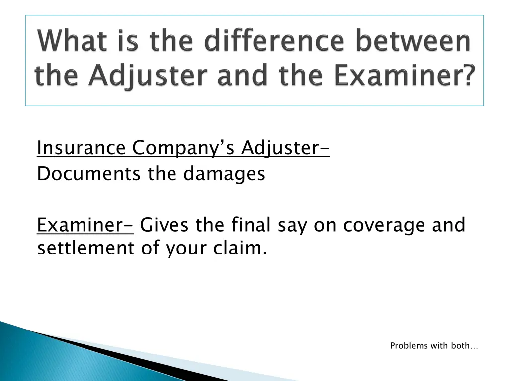 insurance company s adjuster documents the damages