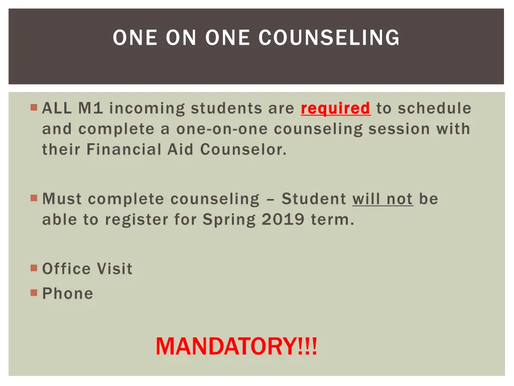 one on one counseling