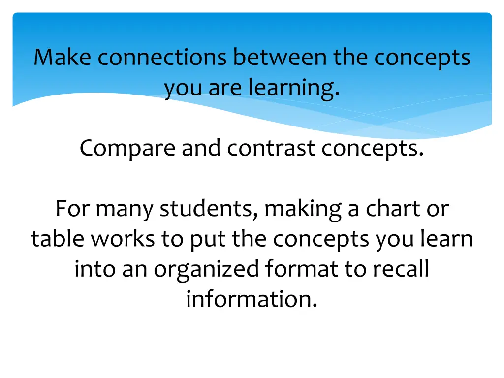 make connections between the concepts