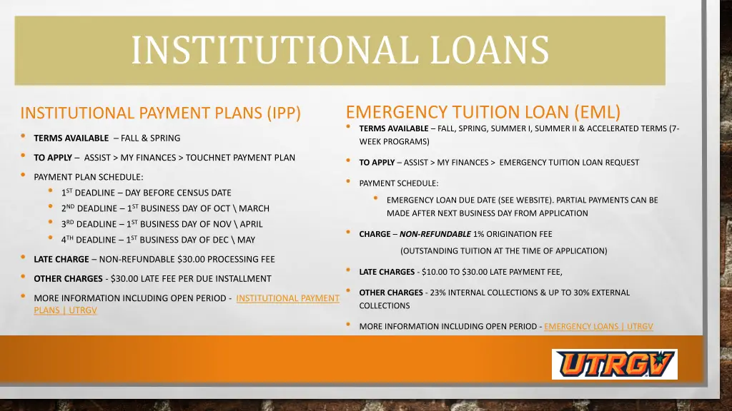 institutional loans