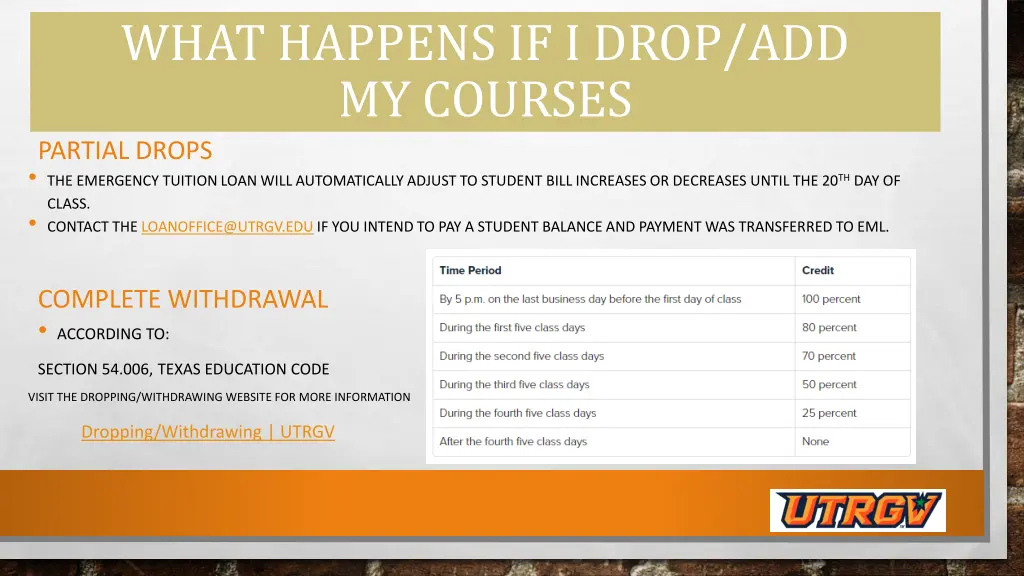 what happens if i drop add my courses partial
