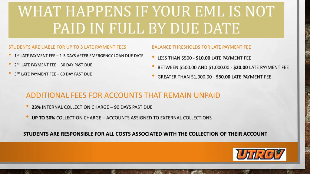 what happens if your eml is not paid in full
