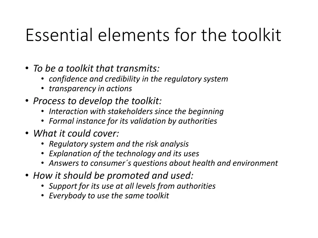 essential elements for the toolkit