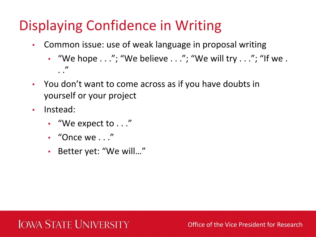 displaying confidence in writing