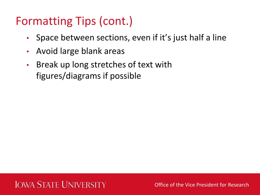 formatting tips cont