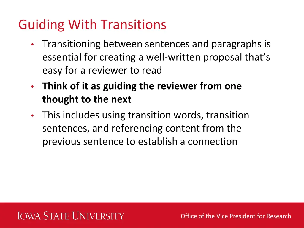 guiding with transitions
