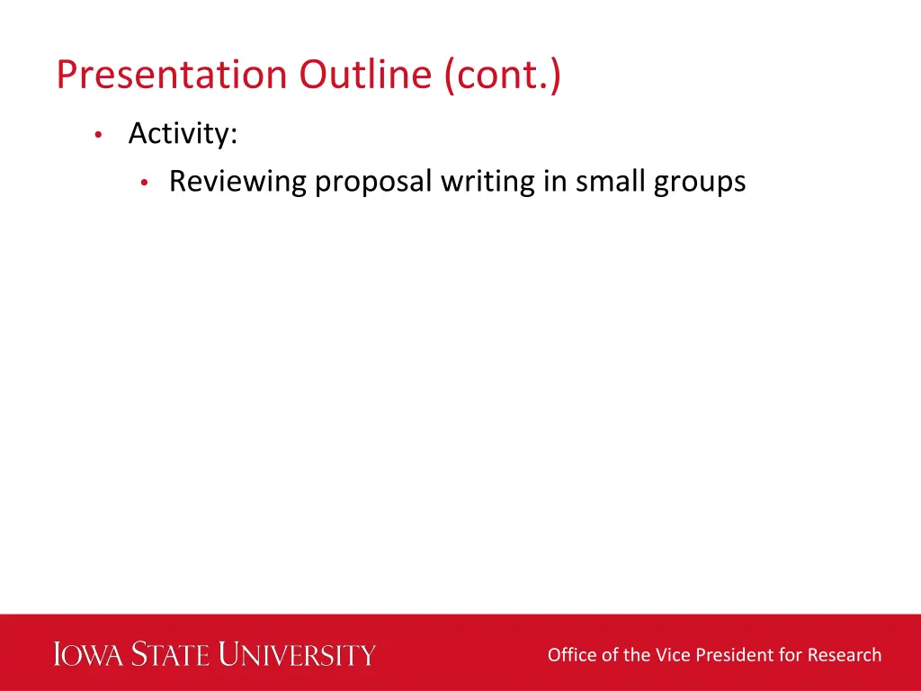 presentation outline cont
