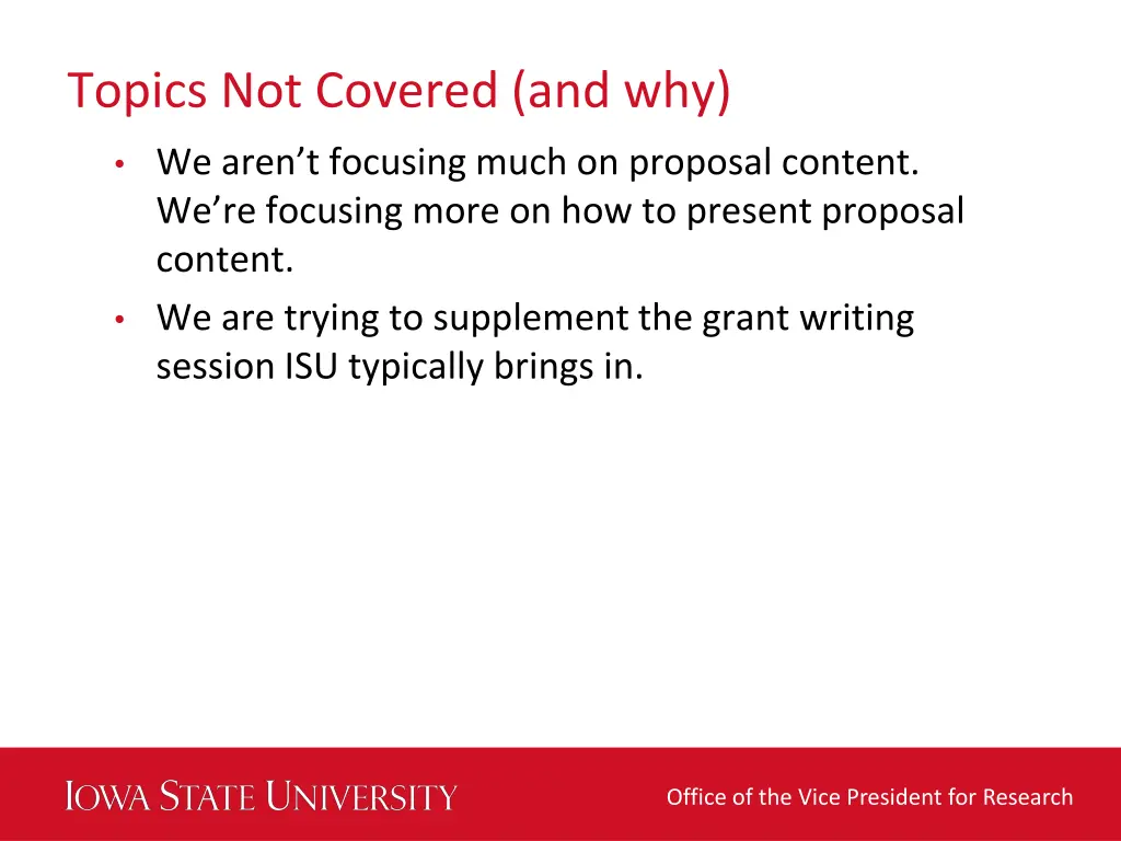 topics not covered and why