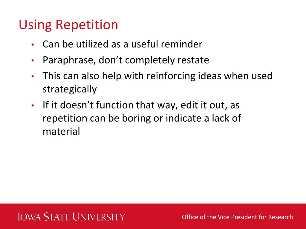 using repetition