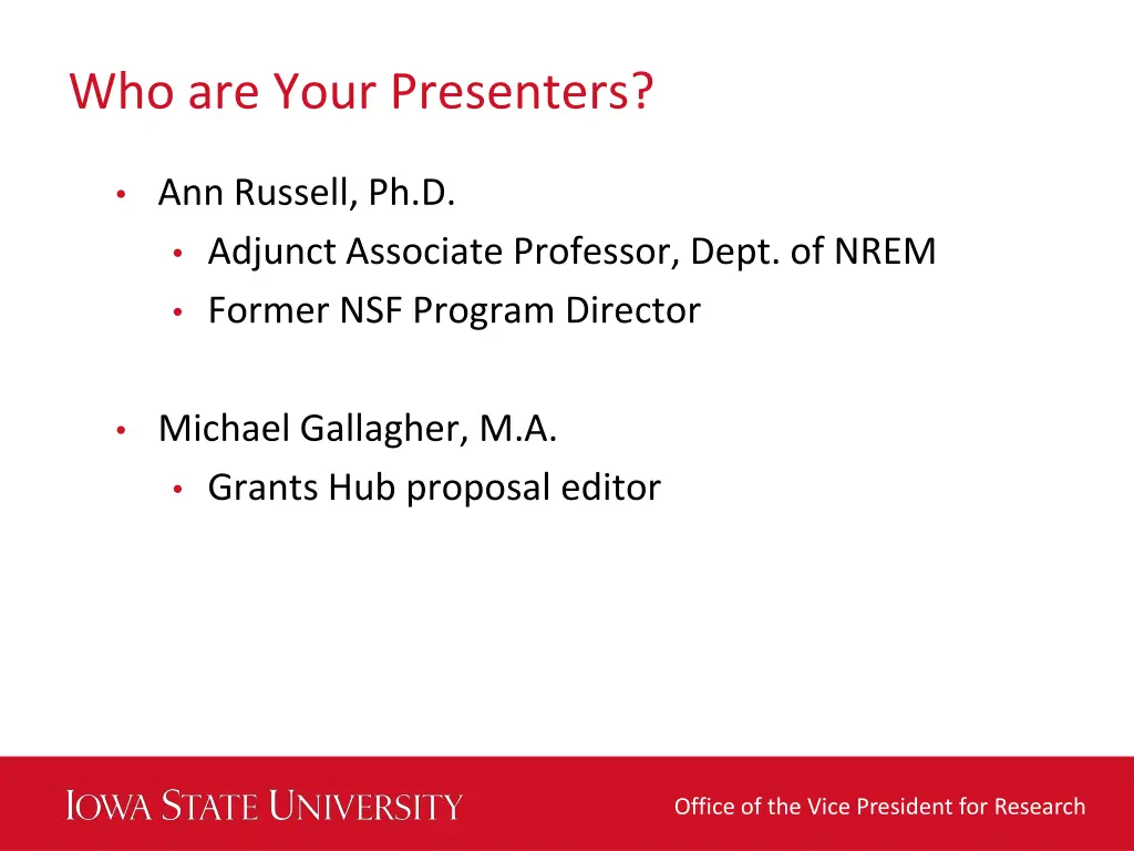 who are your presenters