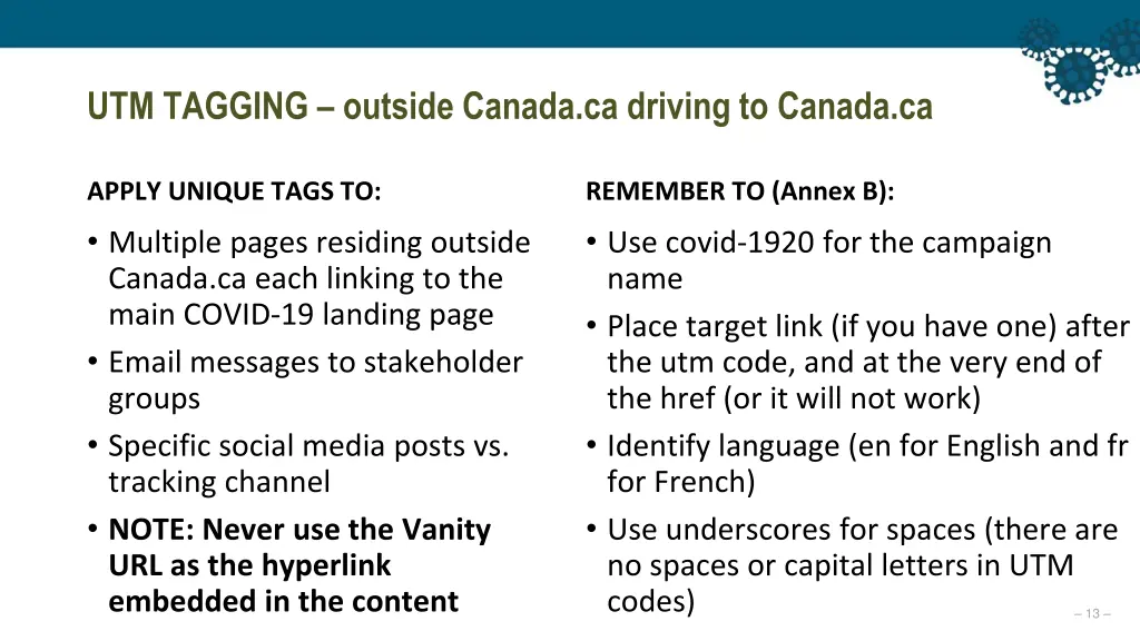 utm tagging outside canada ca driving to canada ca