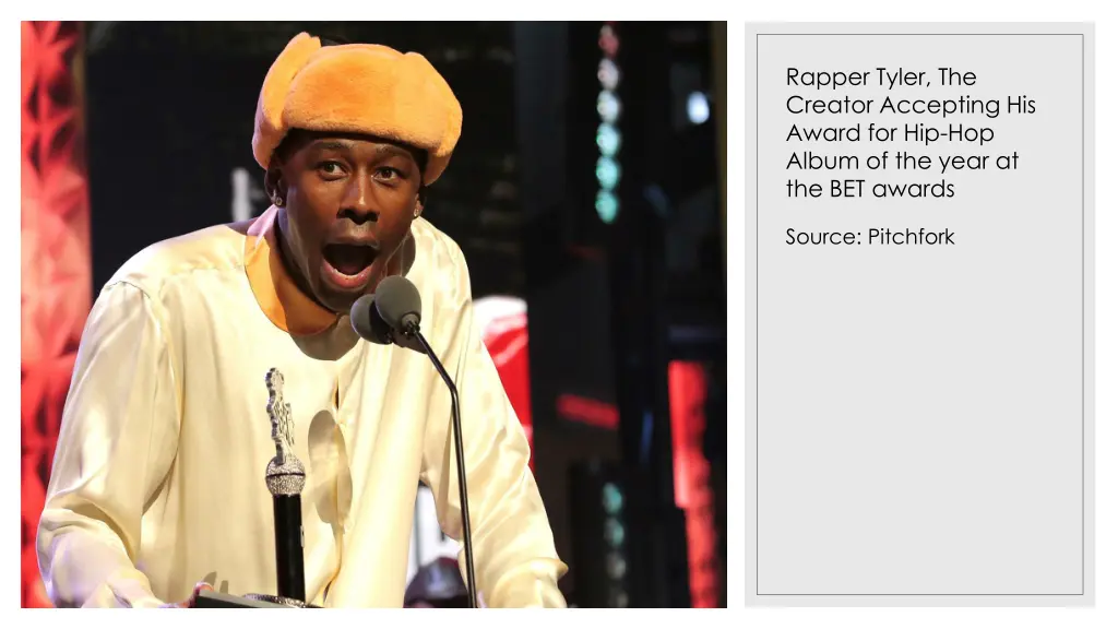 rapper tyler the creator accepting his award