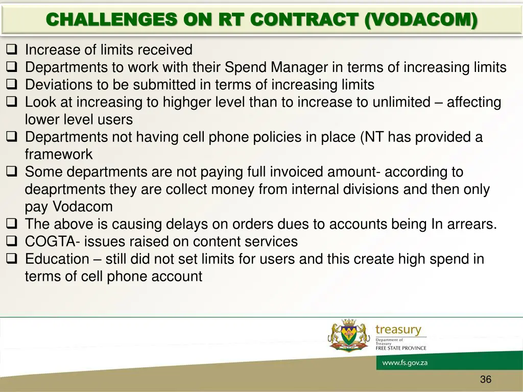 challenges on rt contract vodacom challenges