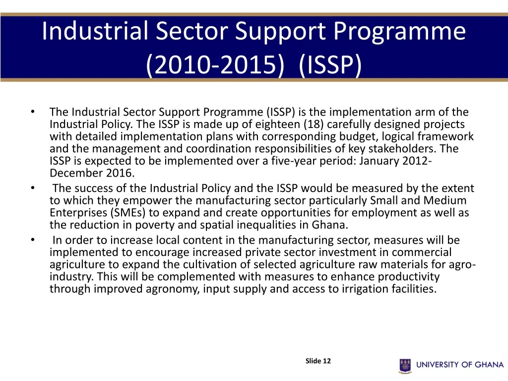 industrial sector support programme 2010 2015 issp