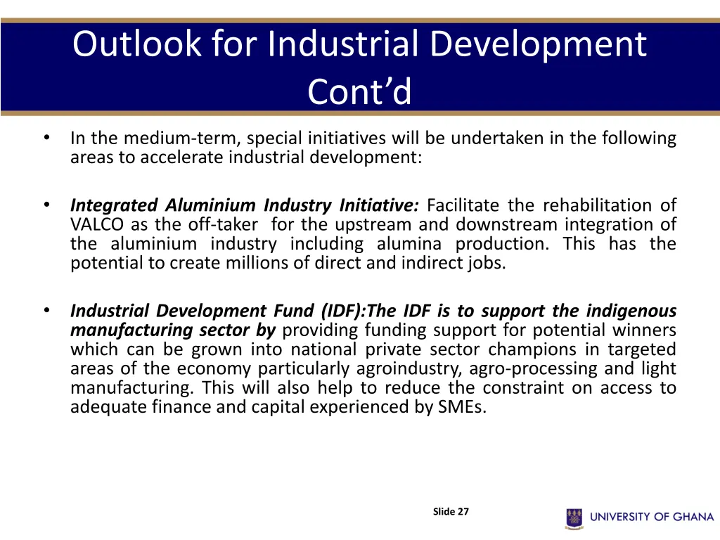 outlook for industrial development cont d 1