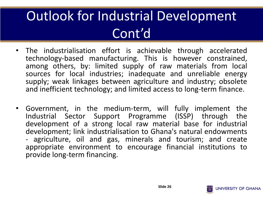 outlook for industrial development cont d