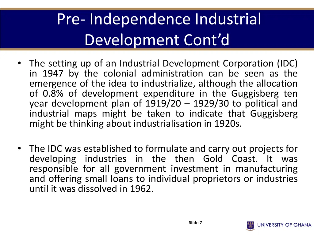 pre independence industrial development cont d