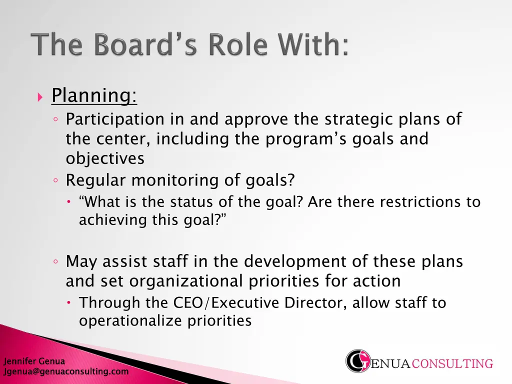 planning participation in and approve