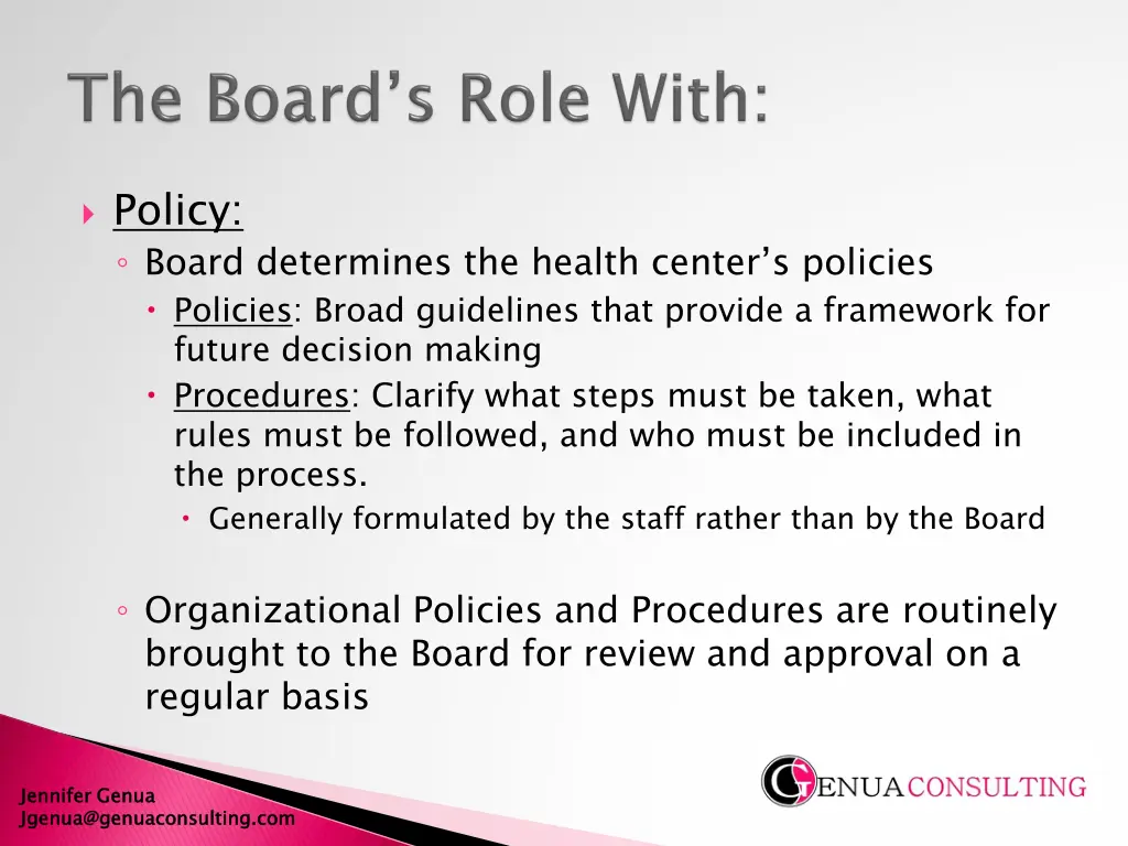 policy board determines the health center