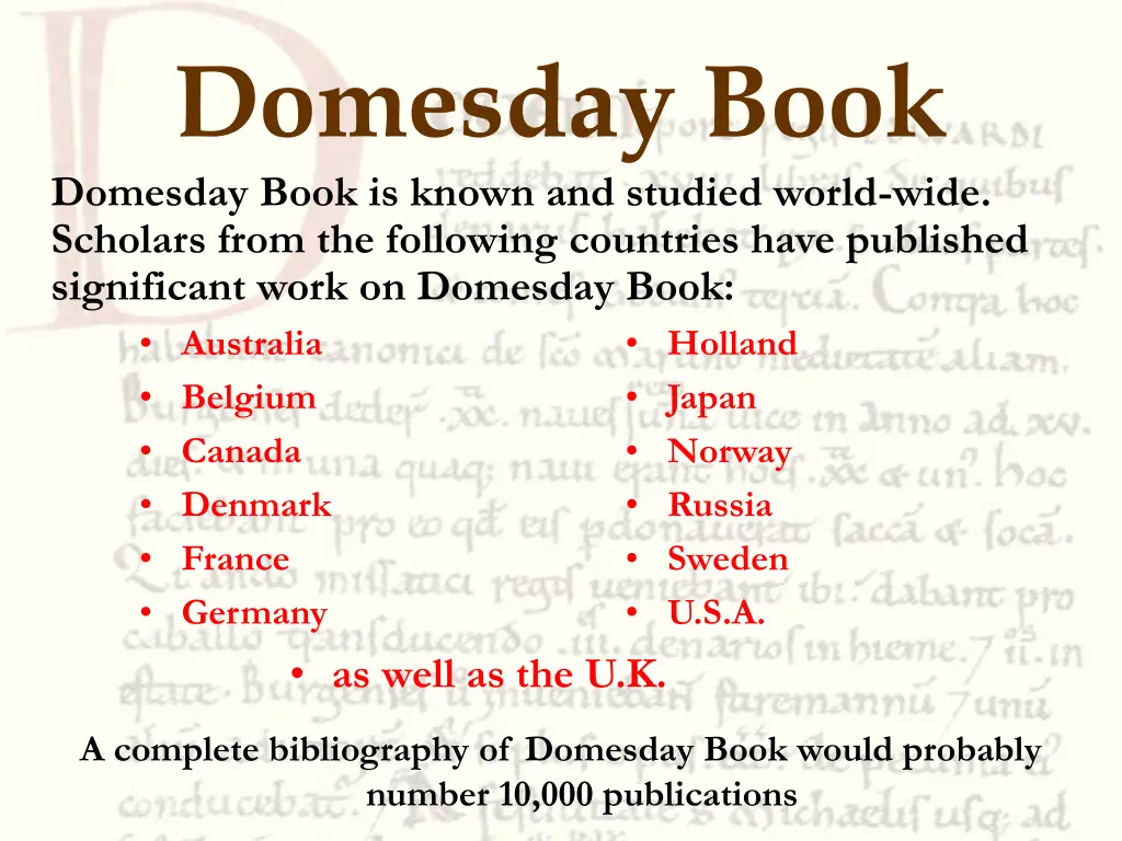 domesday book domesday book is known and studied